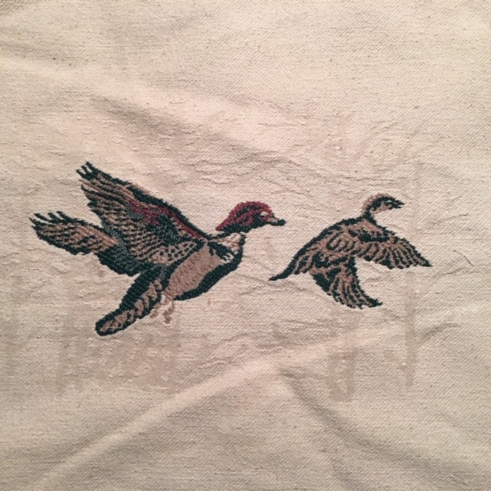 Vintage Embroidered Ducks Jacquard Weave Fabric